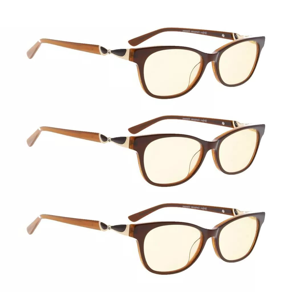 Wohbz Blue Light Blocking Glasses Light Yellow Tinted 3 Pack