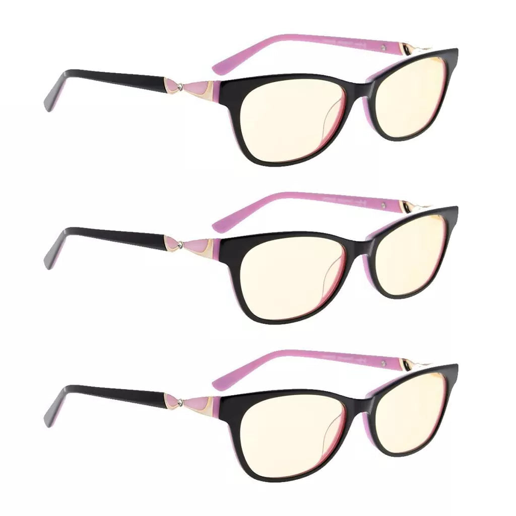 Wohbz Blue Light Blocking Glasses Light Yellow Tinted 3 Pack