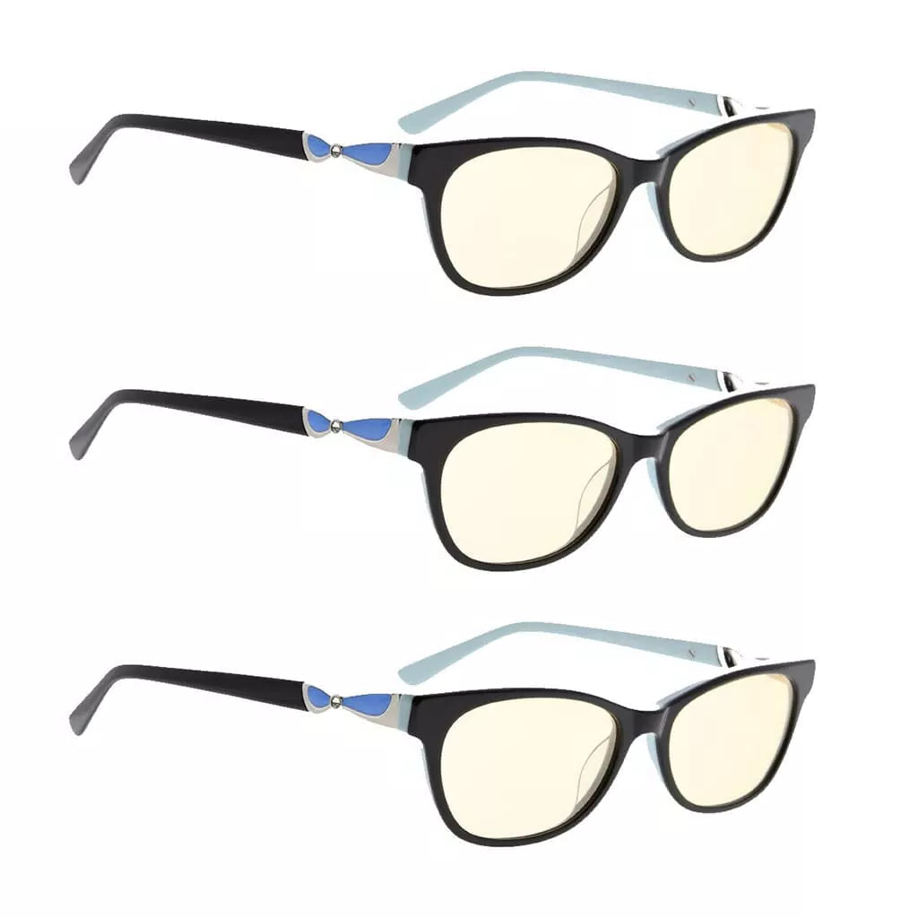 Wohbz Blue Light Blocking Glasses Light Yellow Tinted 3 Pack