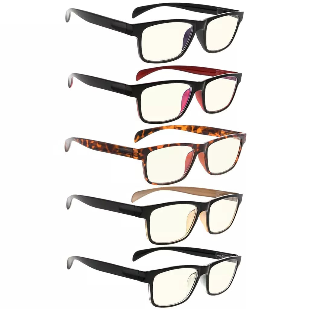 Woiai Blue Light Blocking Glasses Light Yellow Tinted 5 Pack