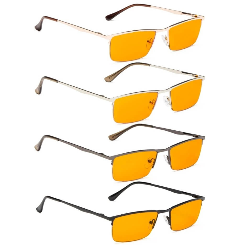 Woqbc Blue Light Blocking Reading Glasses Orange Tinted 4 Pack