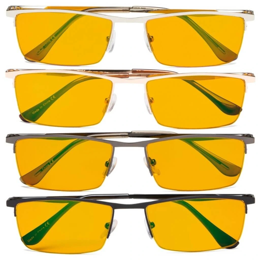 Woqbc Blue Light Blocking Reading Glasses Orange Tinted 4 Pack