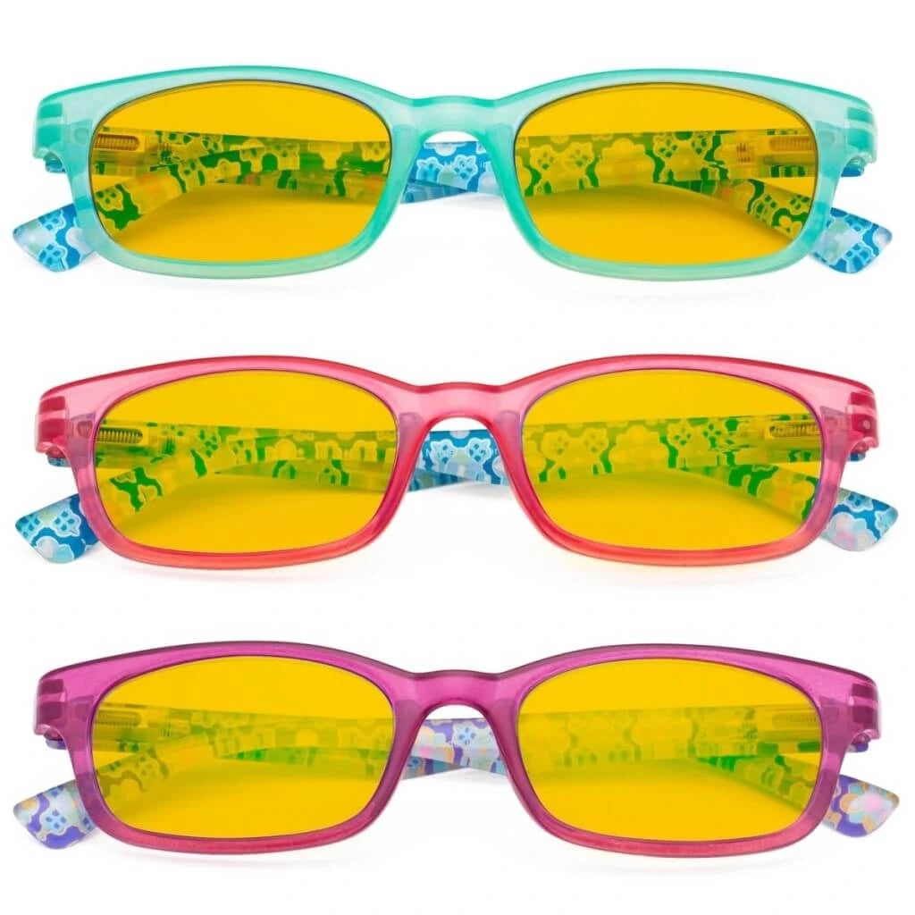 Wooac Blue Light Blocking Glasses Amber Tinted 3 Pack