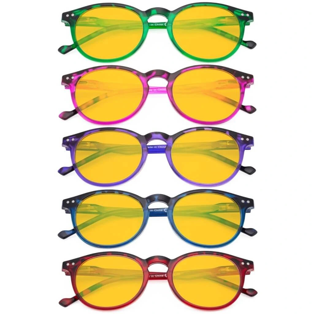 Wooan Blue Light Blocking Reading Glasses Amber Tinted 5 Pack