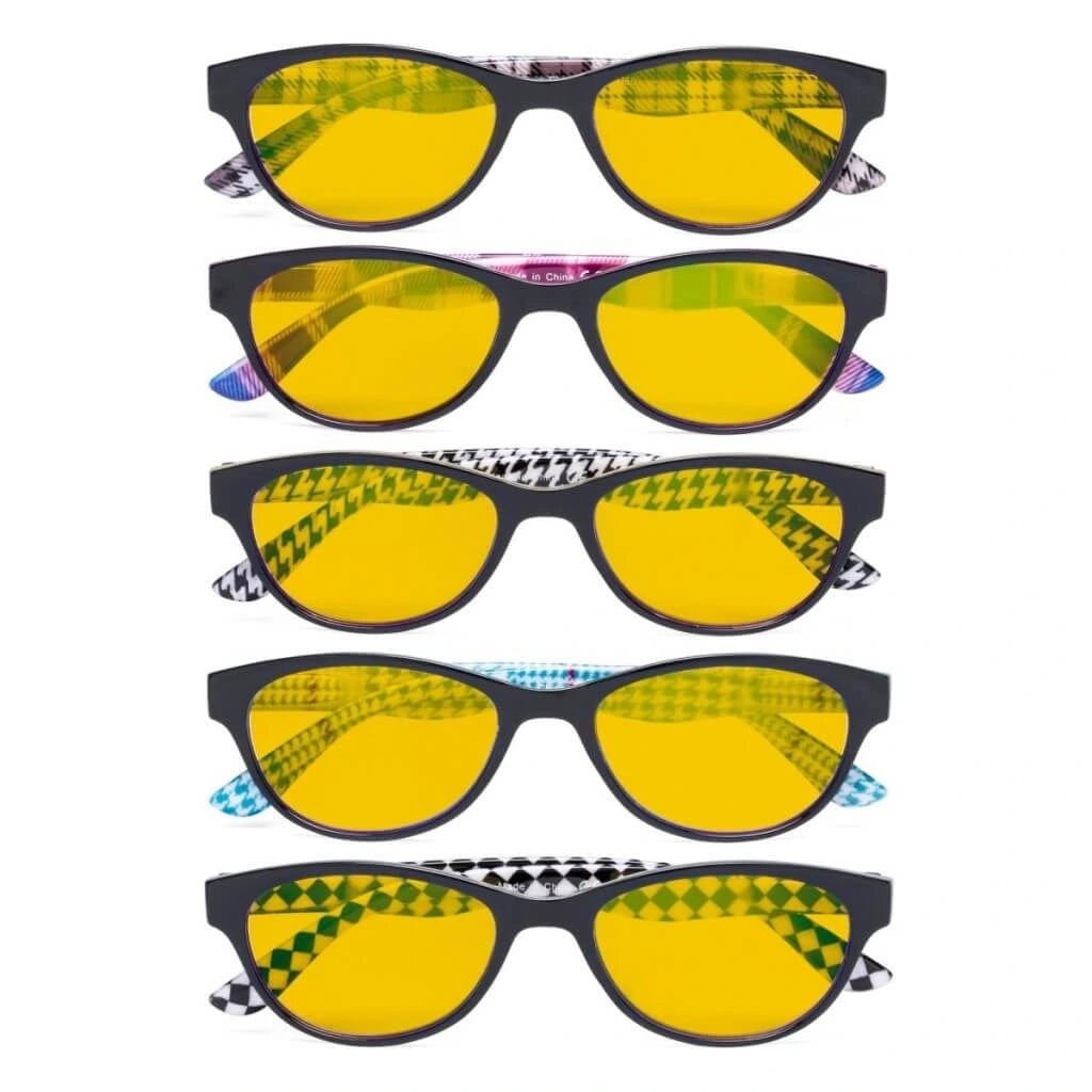 Wooao Blue Light Blocking Glasses Amber Tinted 5 Pack