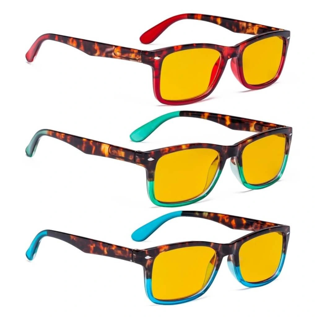 Wooar Blue Light Blocking Reading Glasses Amber Tinted 3 Pack
