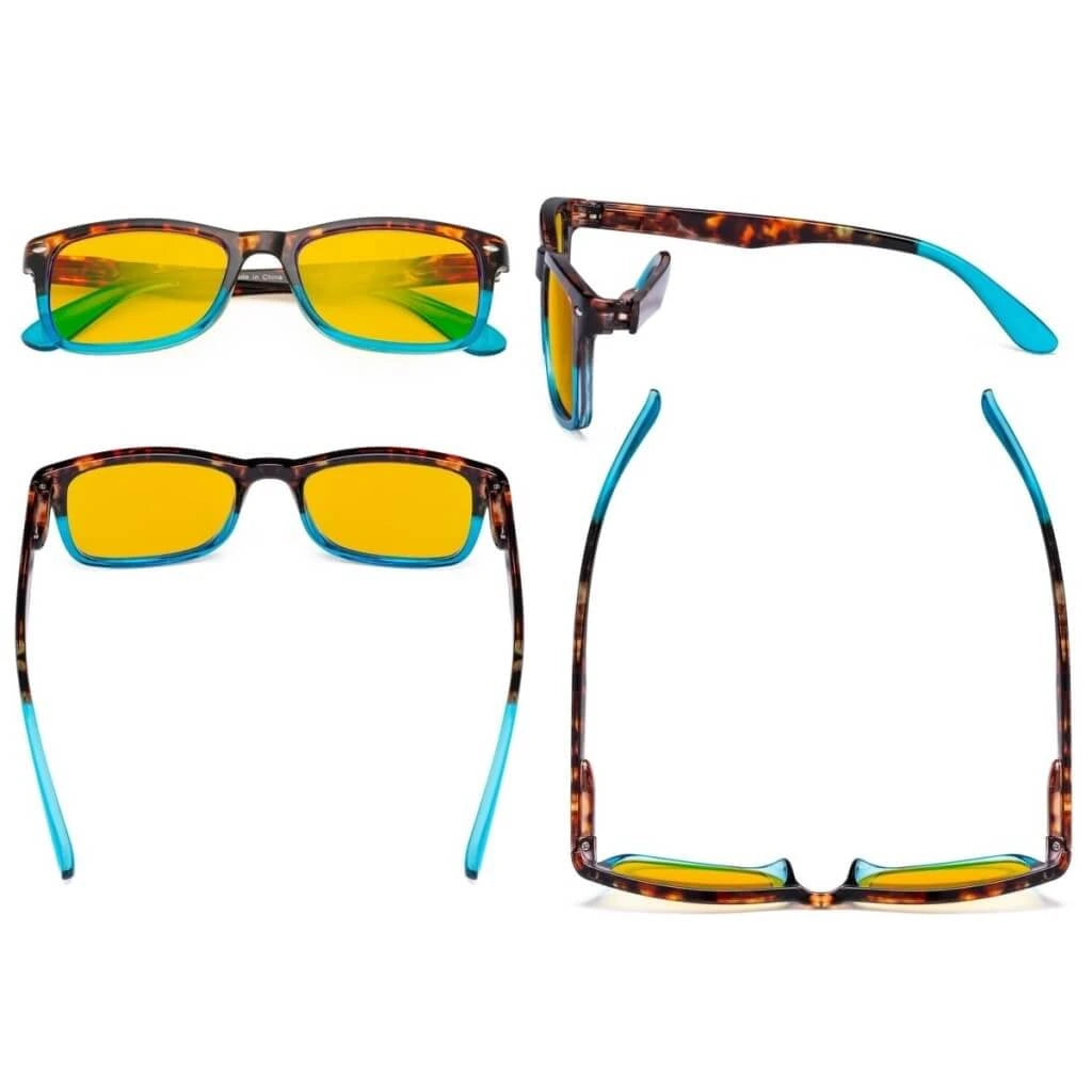 Wooar Blue Light Blocking Reading Glasses Amber Tinted 3 Pack