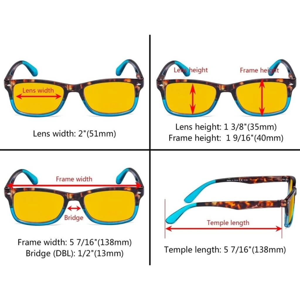 Wooar Blue Light Blocking Reading Glasses Amber Tinted 3 Pack