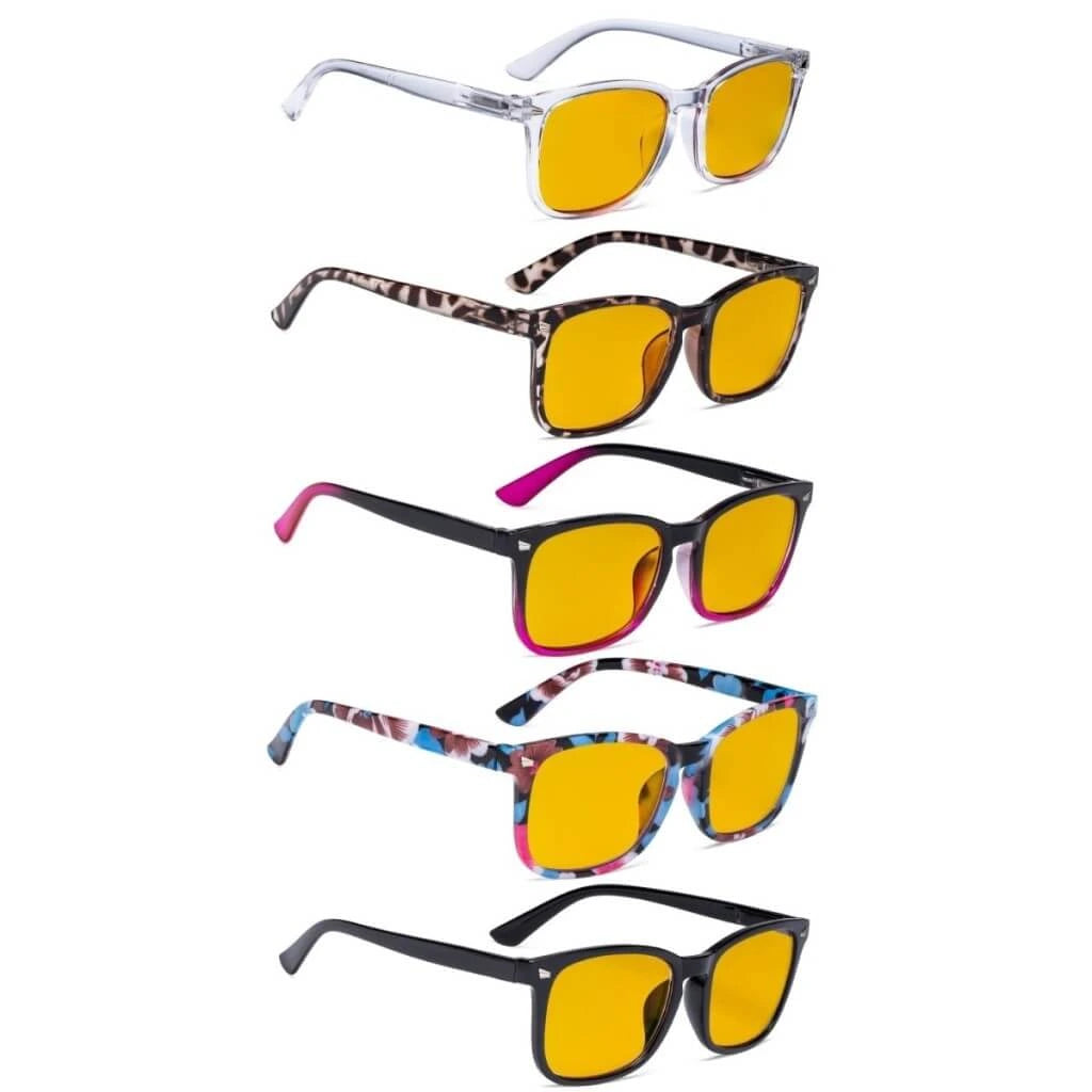 Woobl Blue Light Blocking Reading Glasses Amber Tinted 5 Pack