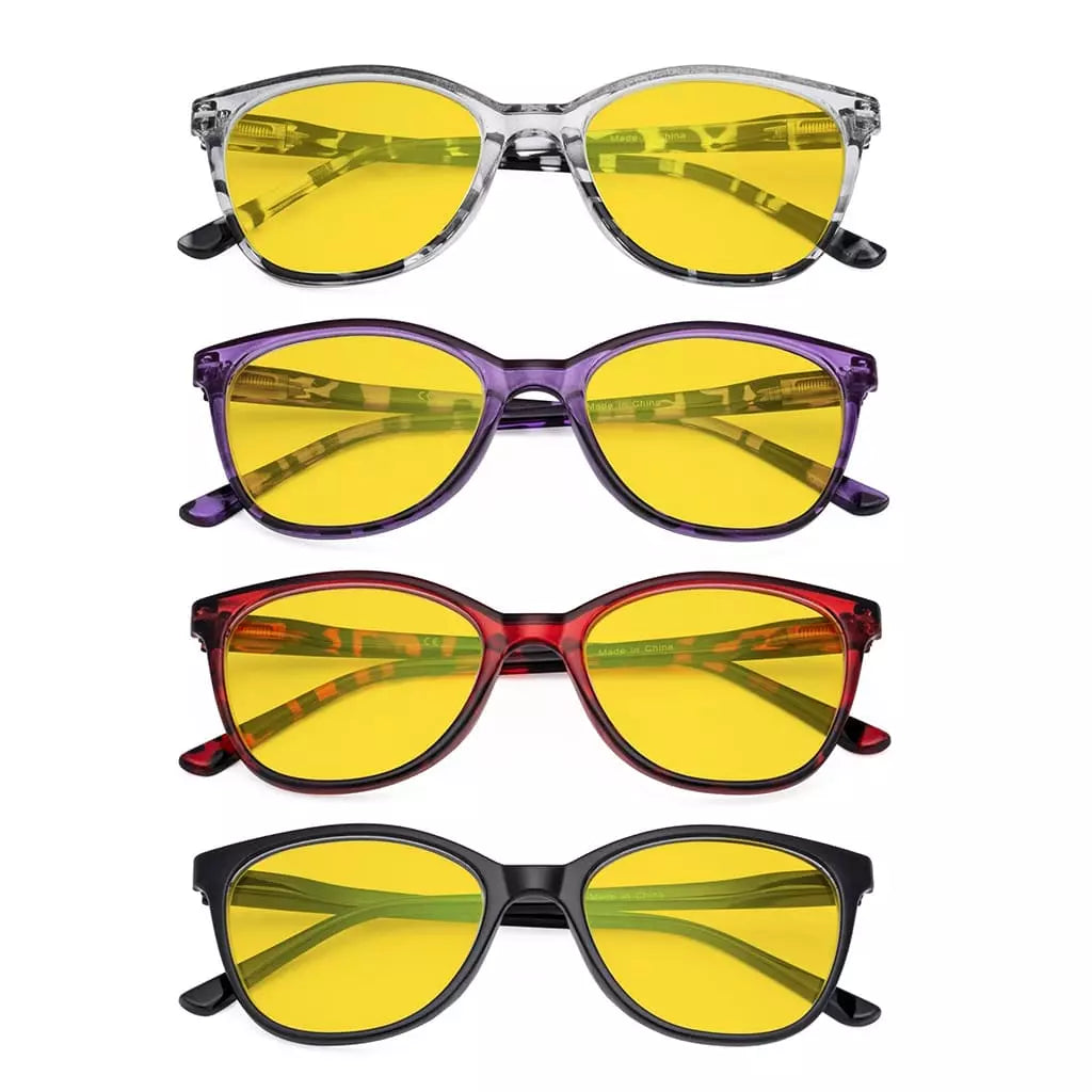 Wovbt Blue Light Blocking Reading Glasses Amber Tinted 4 Pack
