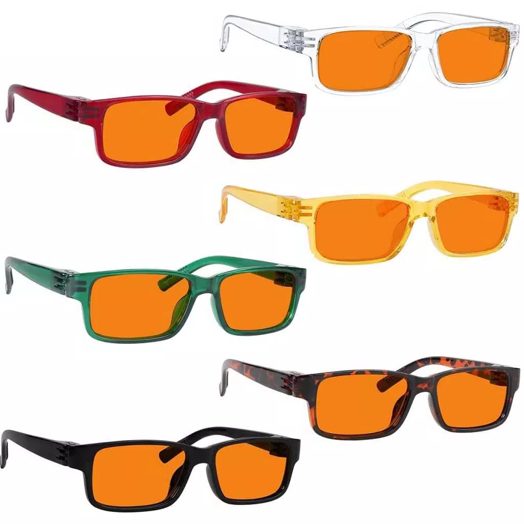 Wosab 100% Blue Light Blocking Metalless Screwless Glasses Orange Lens 6 Pack