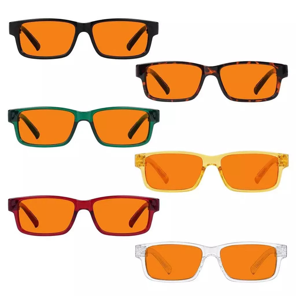 Wosab 100% Blue Light Blocking Metalless Screwless Glasses Orange Lens 6 Pack