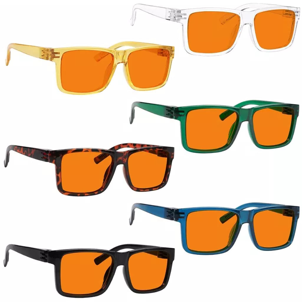 Wosap 100% Blue Light Blocking Metalless Screwless Glasses Orange Lens 6 Pack