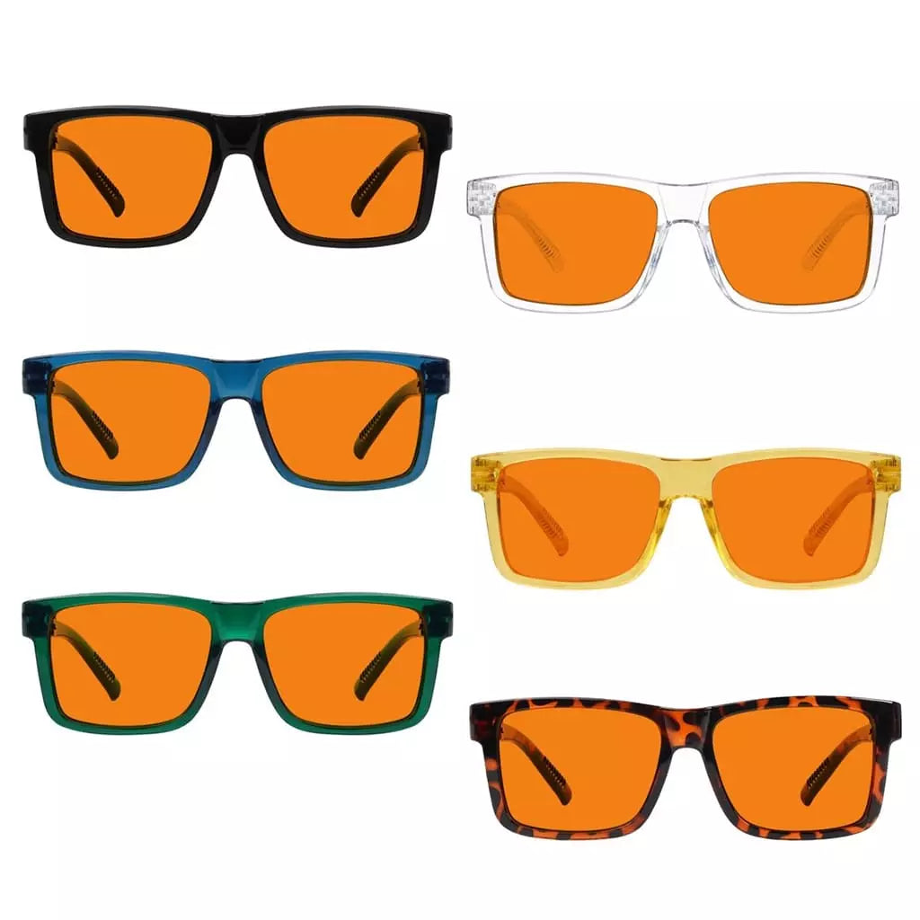 Wosap 100% Blue Light Blocking Metalless Screwless Glasses Orange Lens 6 Pack