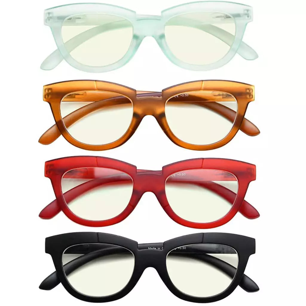 Woibd Blue Light Blocking Reading Glasses Light Yellow Tinted 4 Pack
