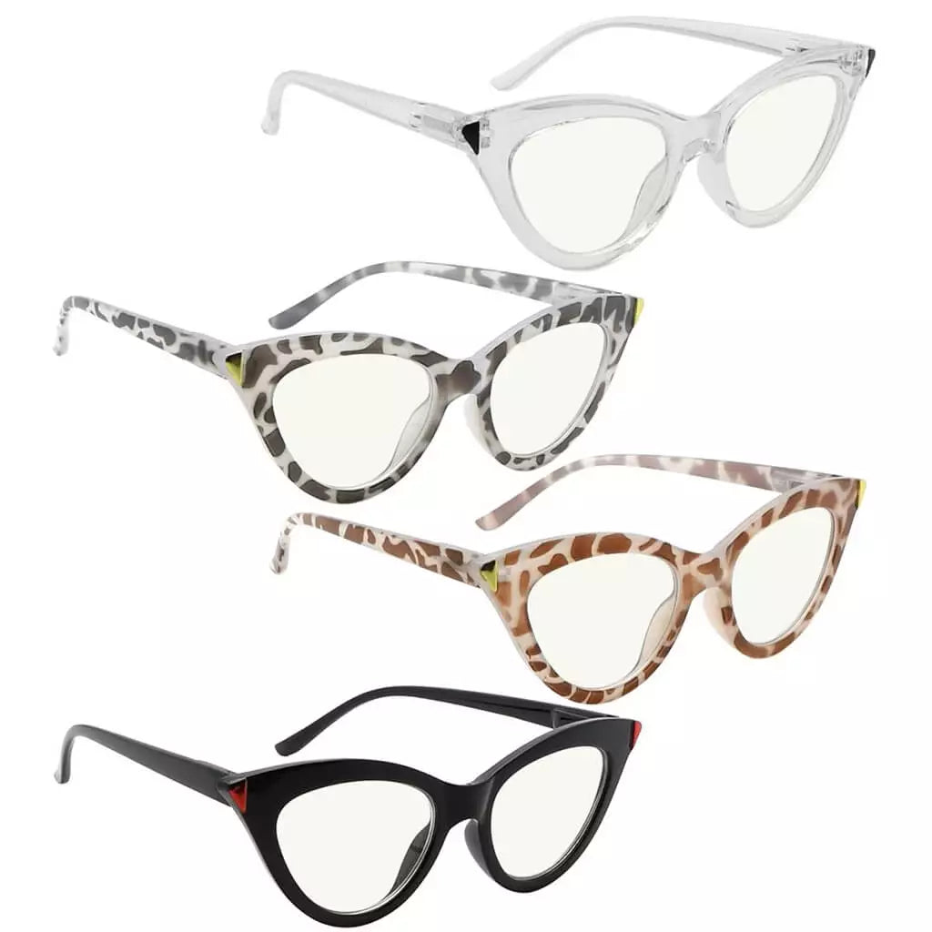Woibf Blue Light Blocking Reading Glasses Light Yellow Tinted 4 Pack