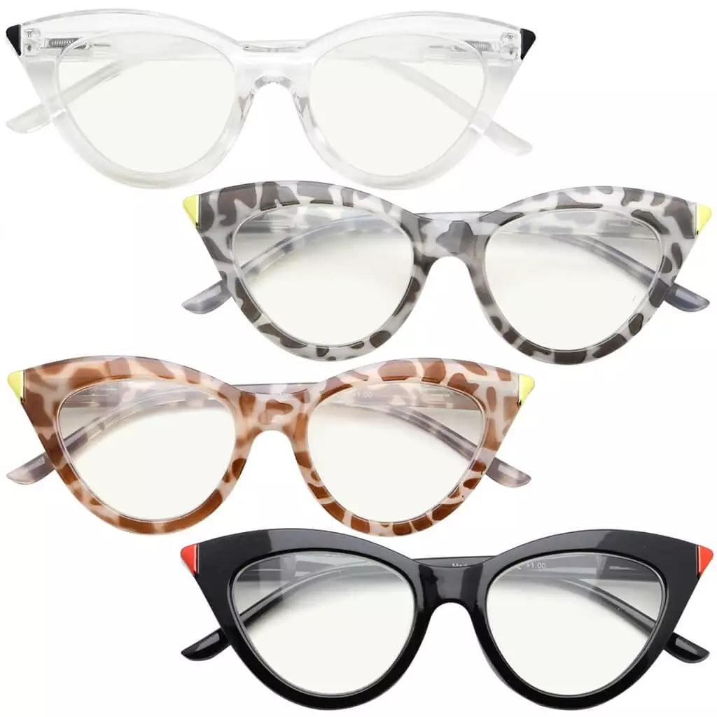 Woibf Blue Light Blocking Reading Glasses Light Yellow Tinted 4 Pack