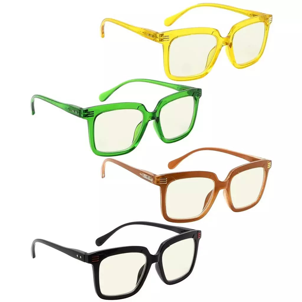 Woibn Blue Light Blocking Reading Glasses Light Yellow Tinted 4 Pack