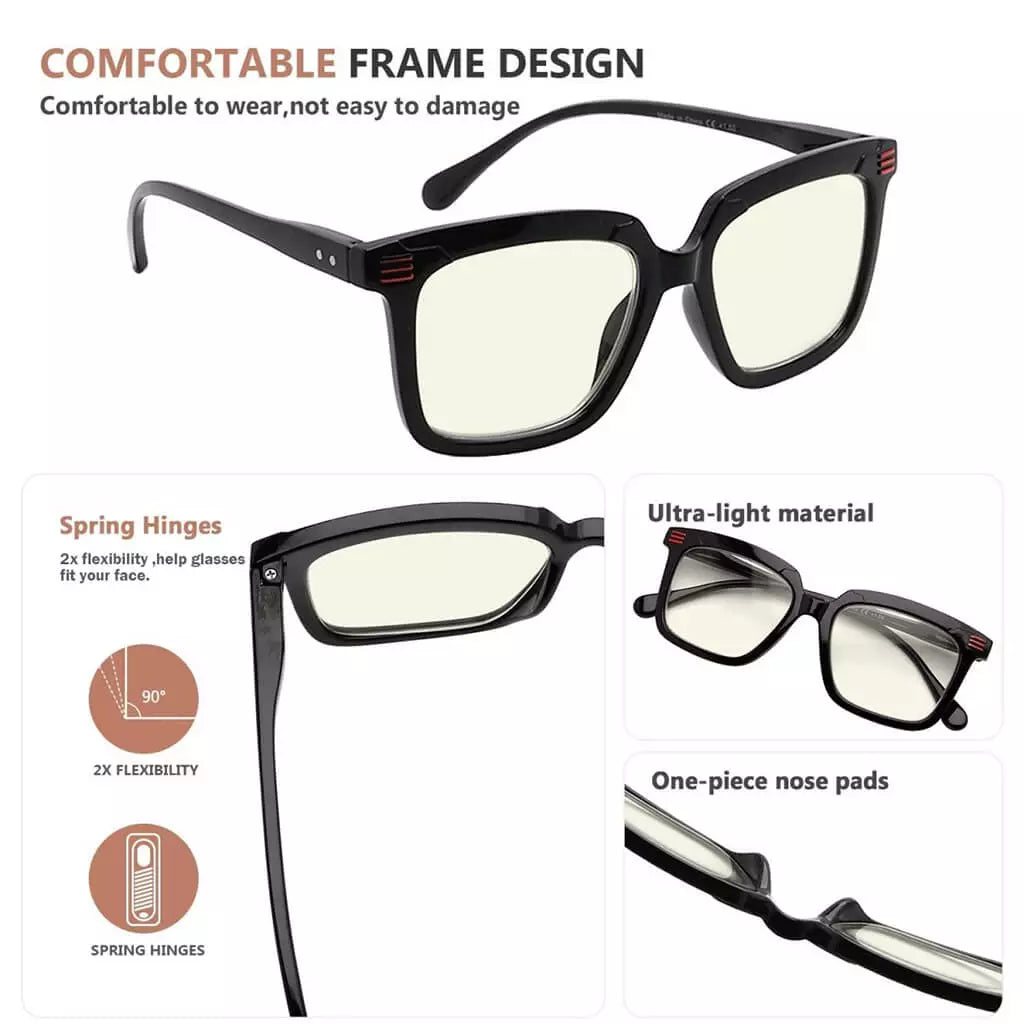 Woibn Blue Light Blocking Reading Glasses Light Yellow Tinted 4 Pack