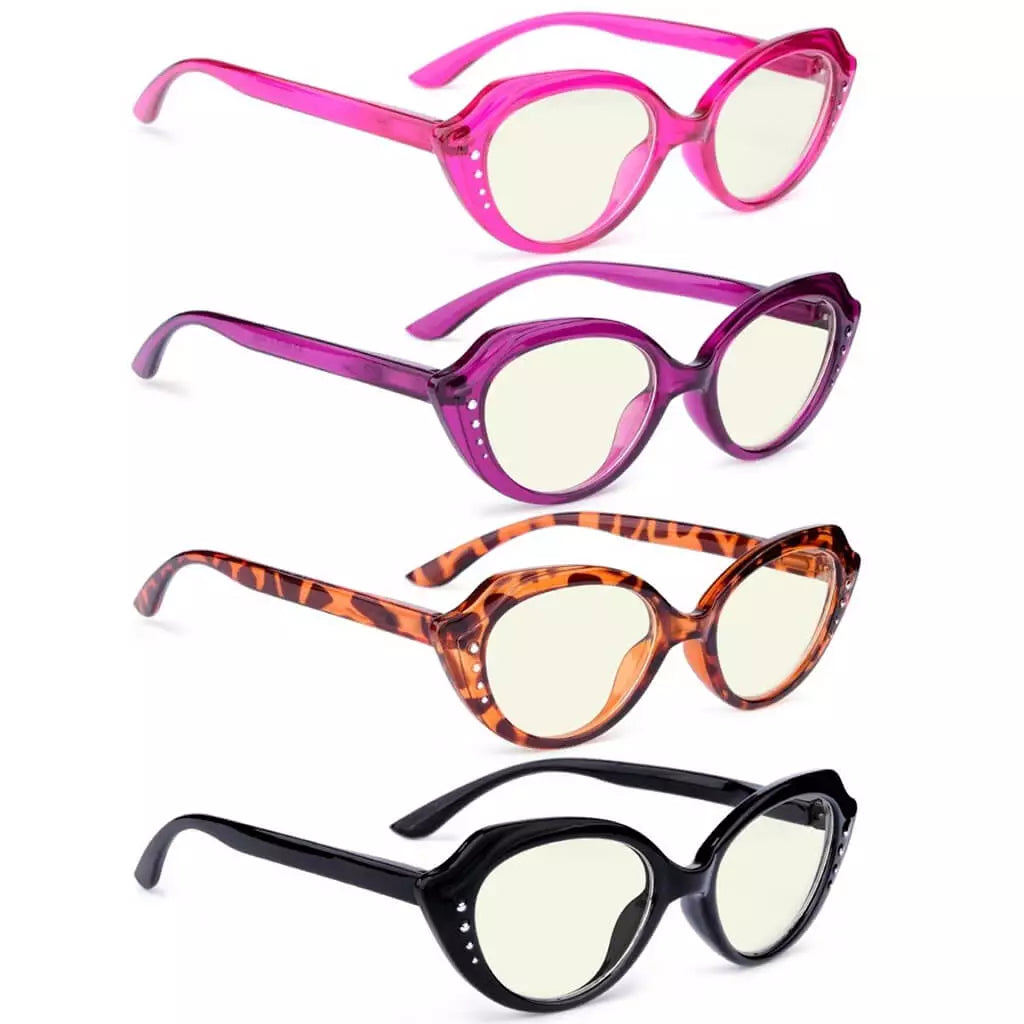 Wojam Blue Light Blocking Reading Glasses Light Yellow Tinted 4 Pack