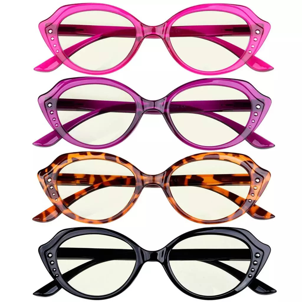 Wojam Blue Light Blocking Reading Glasses Light Yellow Tinted 4 Pack