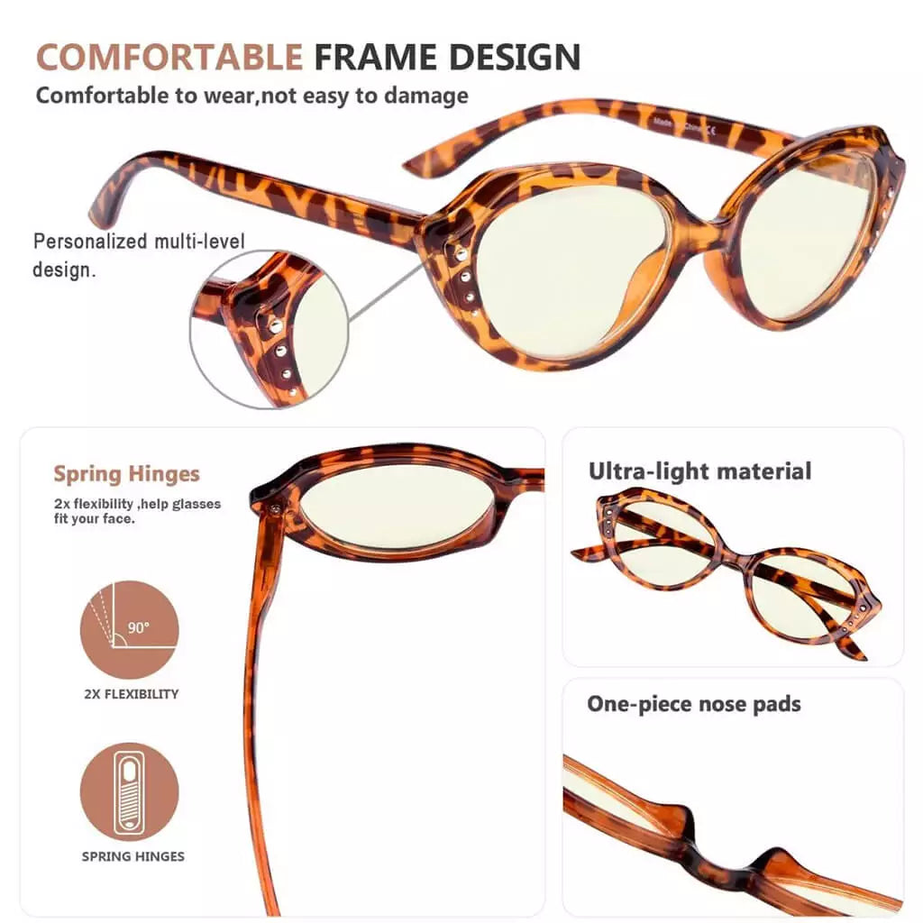 Wojam Blue Light Blocking Reading Glasses Light Yellow Tinted 4 Pack