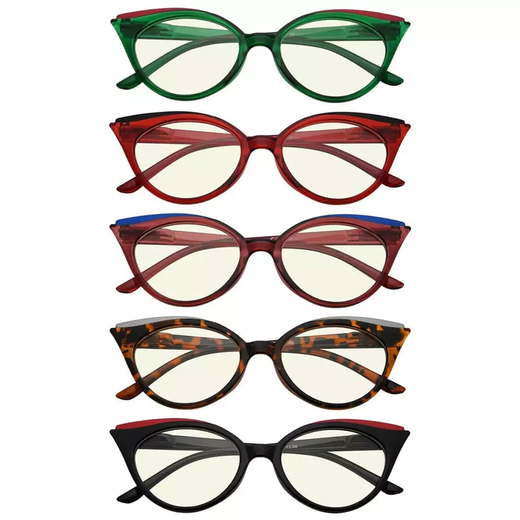 Wojao Blue Light Blocking Glasses Light Yellow Tinted 5 Pack