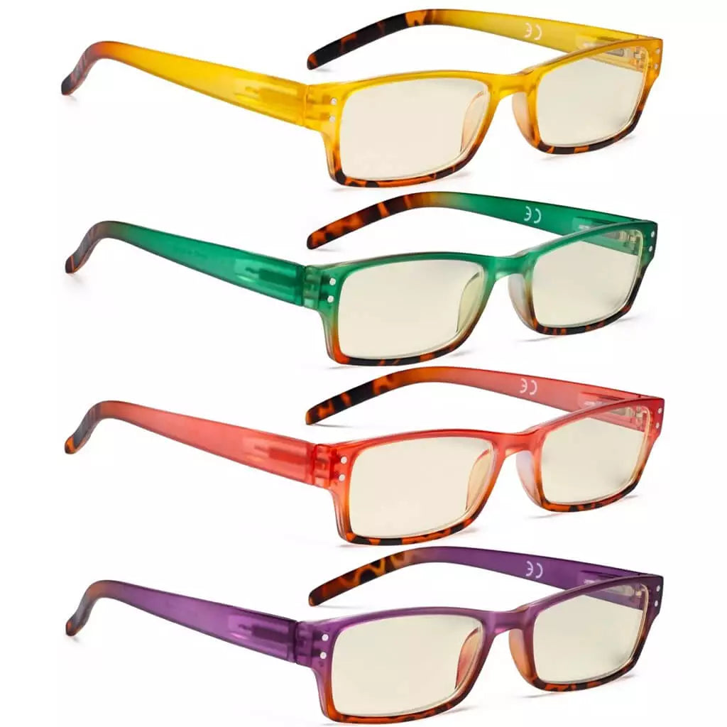 Wojbm Blue Light Blocking Glasses Light Yellow Tinted 4 Pack