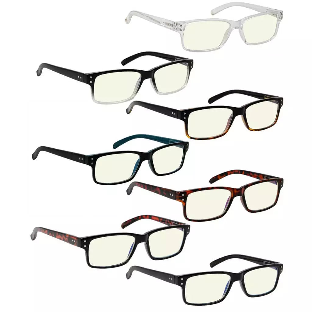 Wojbp Blue Light Blocking Reading Glasses Light Yellow Tinted 7 Pack