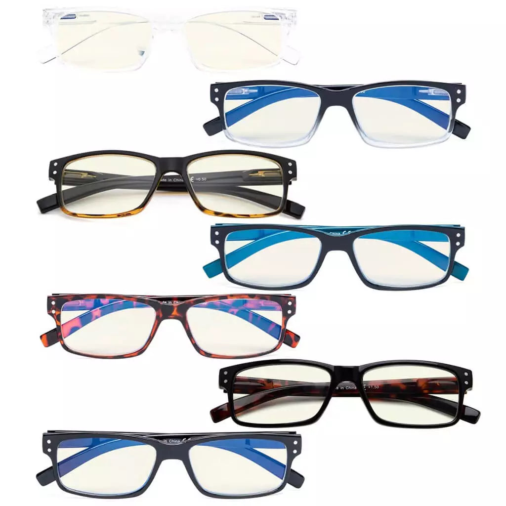 Wojbp Blue Light Blocking Reading Glasses Light Yellow Tinted 7 Pack