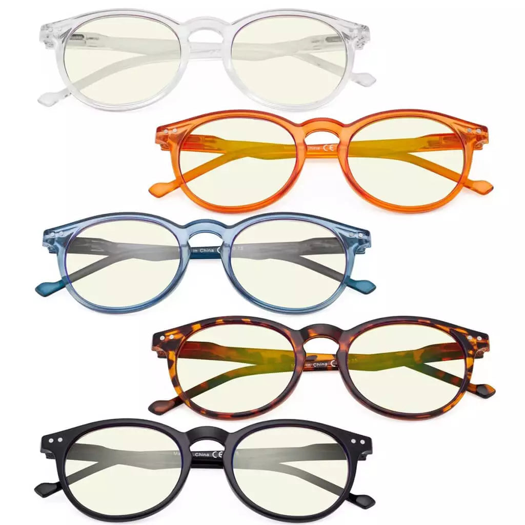 Woicd Blue Light Blocking Glasses Light Yellow Tinted 5 Pack