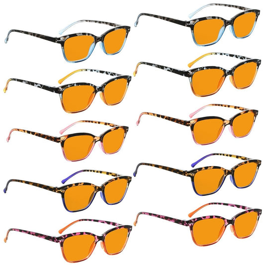 10 Pack Orange Lens Cat Eye Blue Light Blocking Reading Glasses DS9111 - Gr8sight