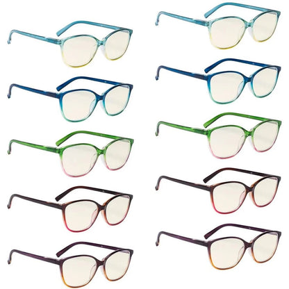 Wowbj Cat Eye Two-tone Blue Light Filter Glasses 10 Pack