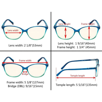 Wowbj Cat Eye Two-tone Blue Light Filter Glasses 10 Pack