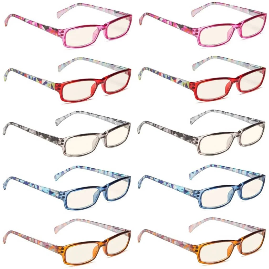 Wowbu Pattern Design Blue Light Filter Reading Glasses 10 Pack
