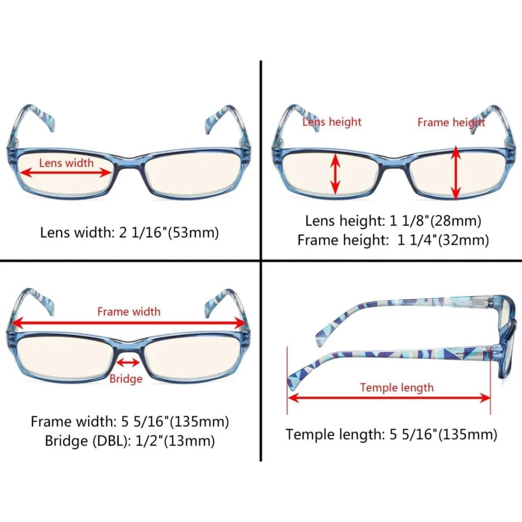 Wowbu Pattern Design Blue Light Filter Reading Glasses 10 Pack