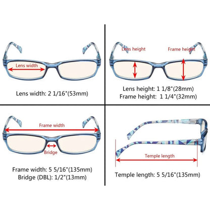 Wowbu Pattern Design Blue Light Filter Reading Glasses 10 Pack
