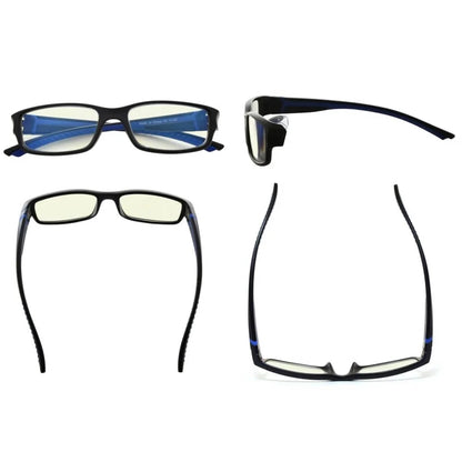 Wowca Fashion Rectangle Blue Light Filter Glasses 10 Pack