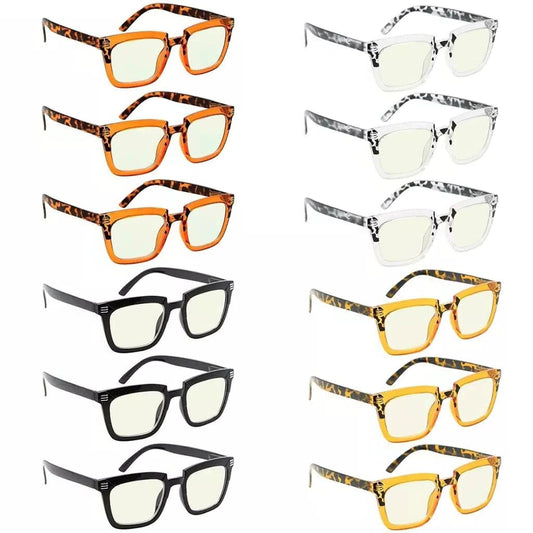 Woibo Blue Light Blocking Reading Glasses Light Yellow Tinted 12 Pack