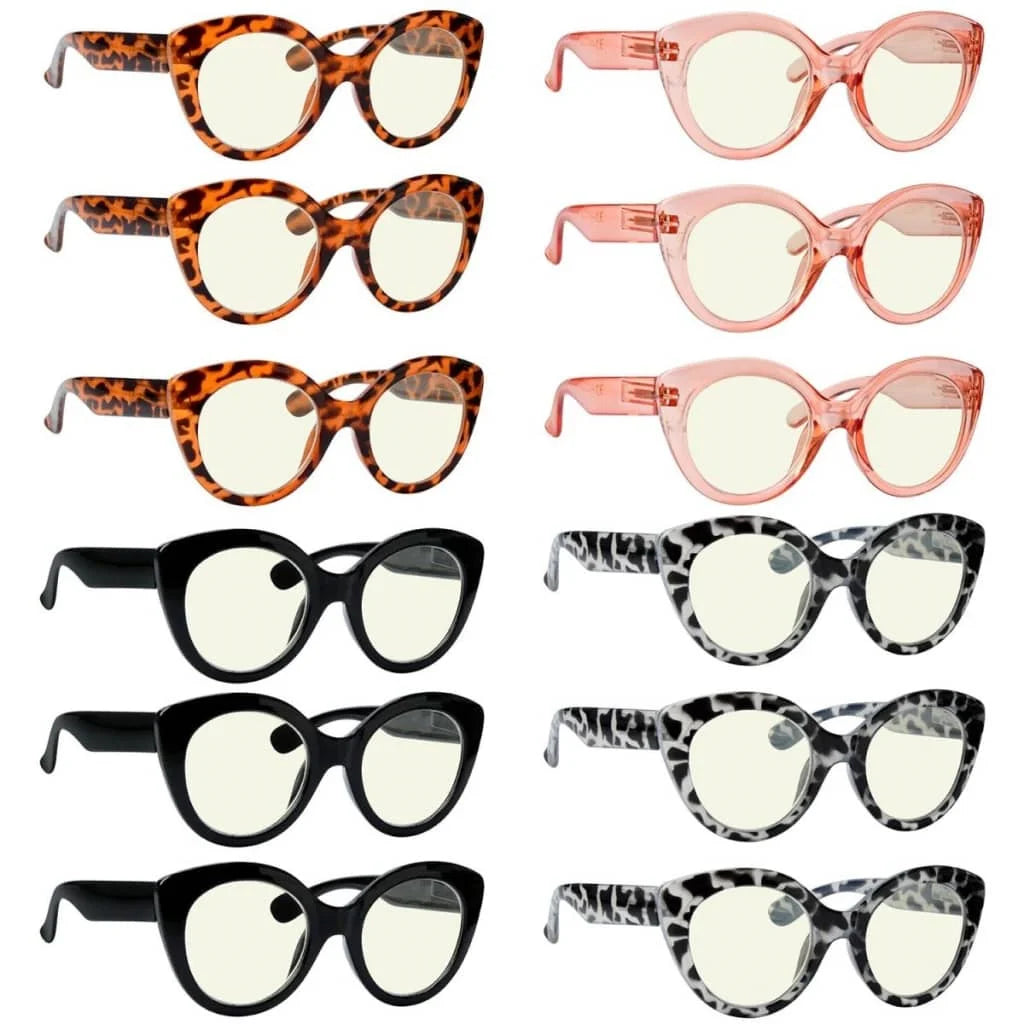Womak Blue Light Blocking Glasses Light Yellow Tinted 12 Pack