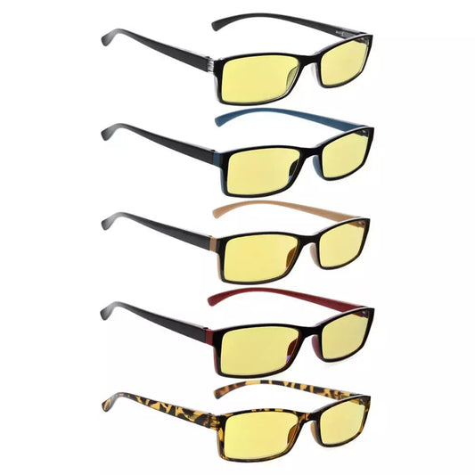 Wowat Blue Light Blocking Reading Glasses Yellow Tinted 5 Pack