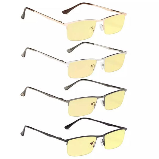 Wowan Blue Light Blocking Reading Glasses Yellow Tinted 4 Pack