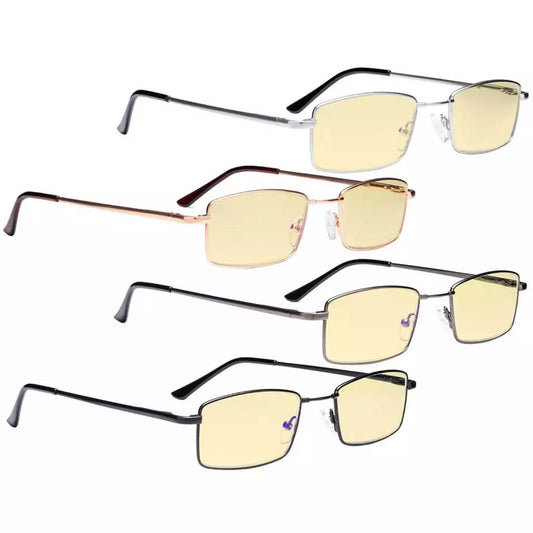 Wowaq Blue Light Blocking Reading Glasses Yellow Tinted 4 Pack