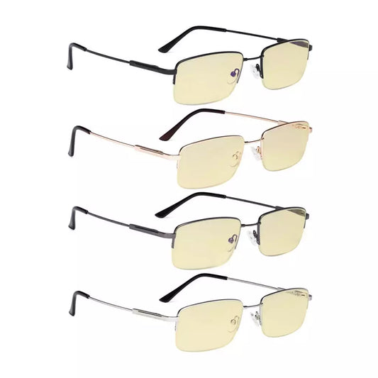 Wowao Blue Light Blocking Reading Glasses Yellow Tinted 4 Pack