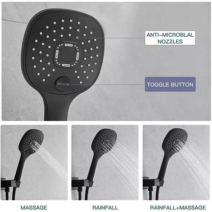 2 - in - 1 Wall Mounted Shower System – Matte Black Shower Faucet Set with Handheld Spray - waloff.com