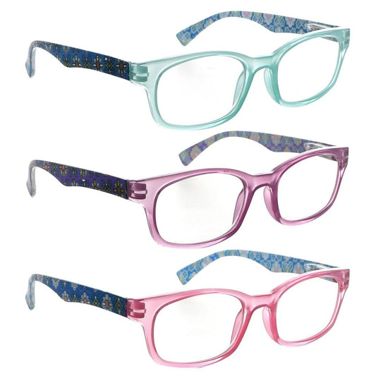 3 Pack Floral Print Temple Reading Glasses 3PKR029 - Gr8sight