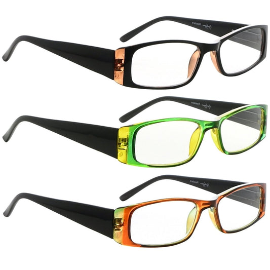 3 Pack Stylish Reading Glasses Comfort Spring Hinges Readers 3PKR006 - Gr8sight