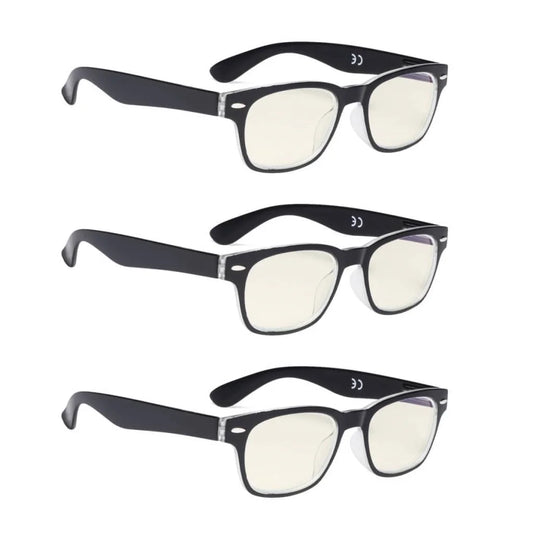 Wowbl 3 Pack Retro Blue Light Filter Glasses