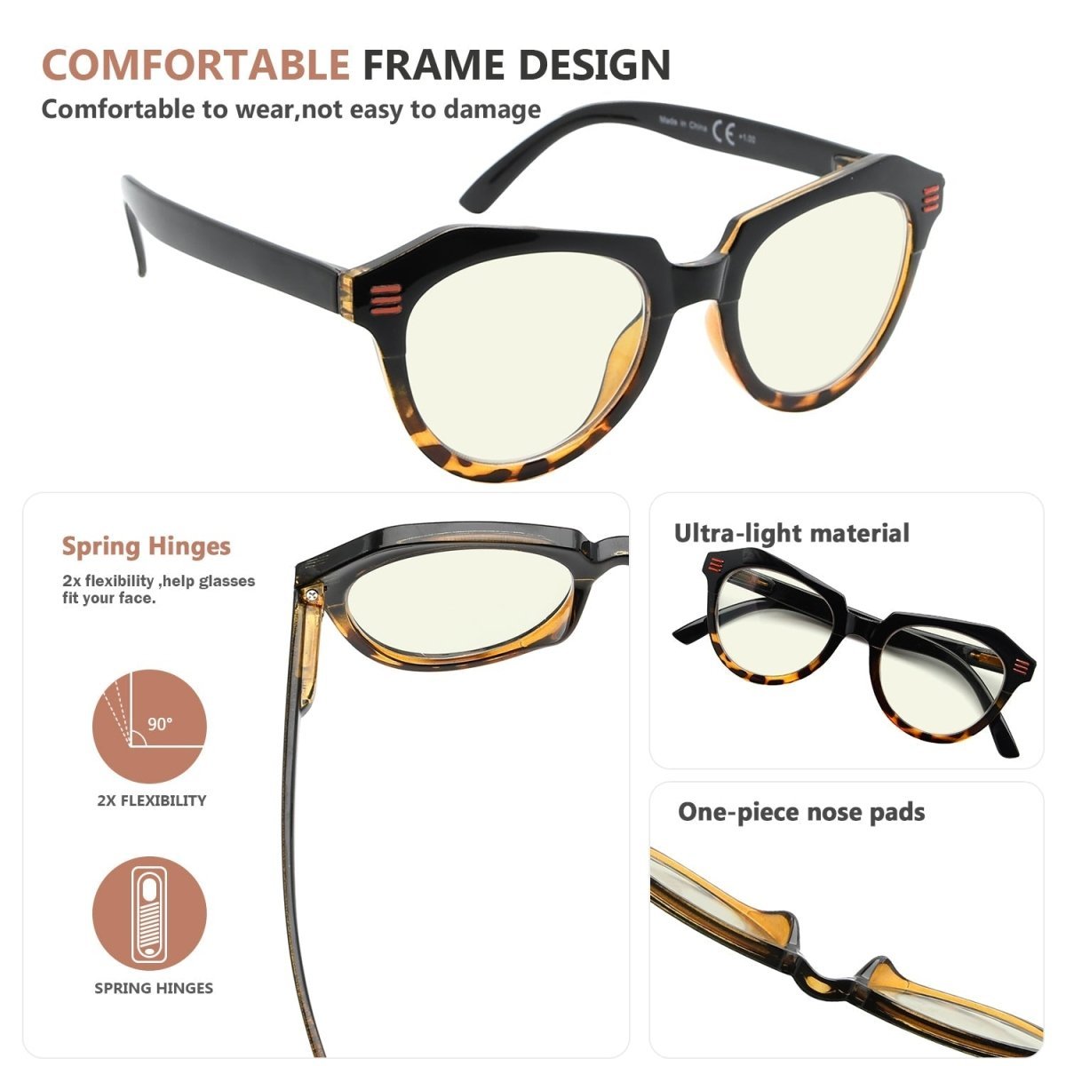 4 Pack Cat - eye Blue Light Filter Reading Glasses UV2110 - Gr8sight