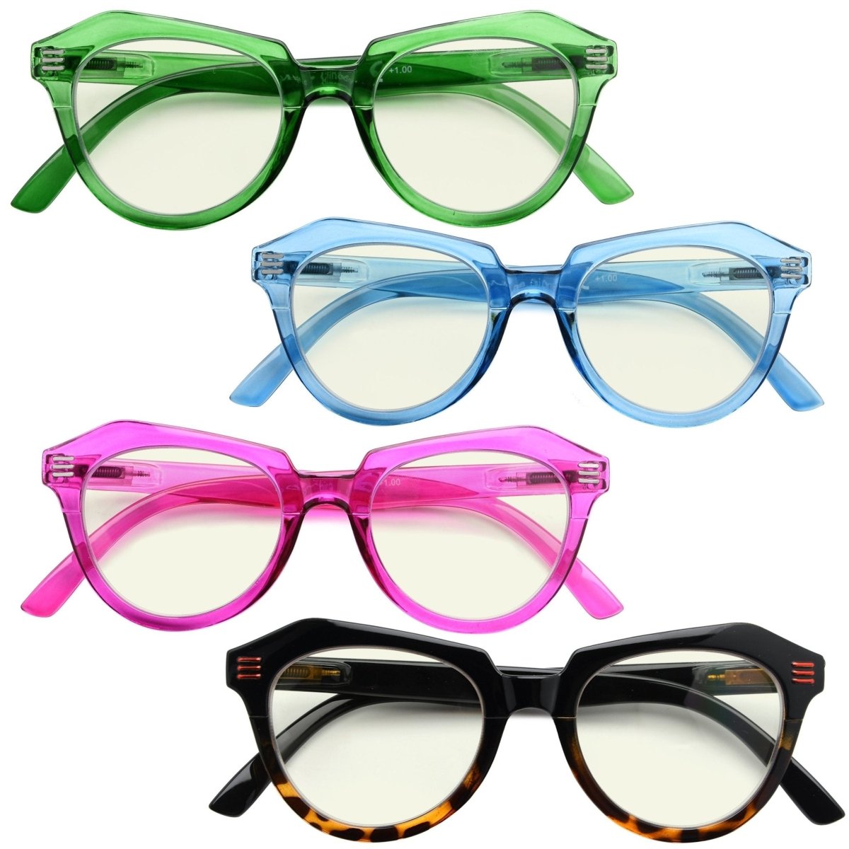 4 Pack Cat - eye Blue Light Filter Reading Glasses UV2110 - Gr8sight